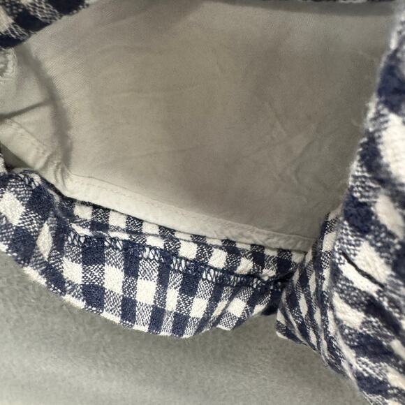 Abercrombie & Fitch Pants Womens Small Blue White Coastal Gingham Linen Blend - Picture 5 of 10